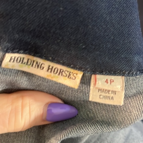 Anthropologie Holding Horses Clara Denim Dress Tie Front Bow Blue Size 4 Petite - Picture 8 of 11